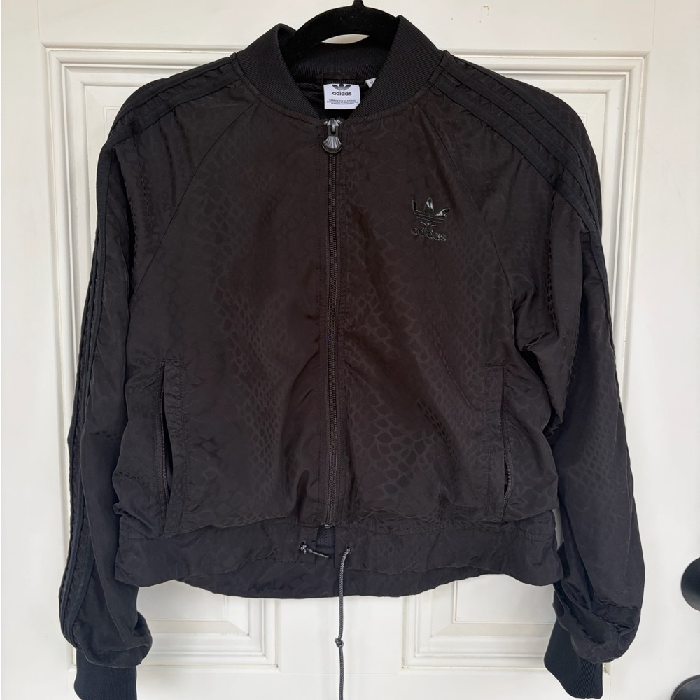 Adidas Black Textured Bomber Jacket
